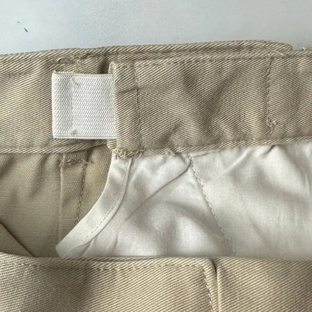 LL Bean Original Fit Shorts Womens 16 Khaki Tan Cotton Pleated High Rise Chino